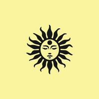 a sun face with a black background vector