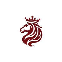 a red lion head with a crown on it vector