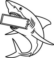 Shark Holding a Broken Sign Line Art vector