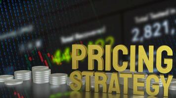 The Gold Pricing strategy and coins for Business concept 3d Rendering. photo
