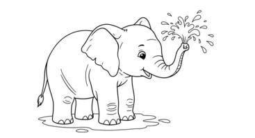 An elephant is blowing bubbles coloring page for kids vector