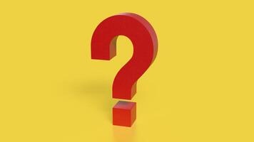 The RED Question mark on yellow Background 3d Rendering. photo