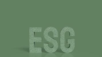 ESG on green Background for eco concept 3d Rendering. photo