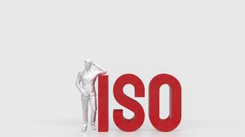 The Red ISO on white Background 3d Rendering. photo