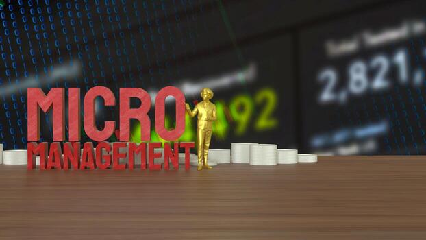 Man and text for micro management 3d rendering. photo