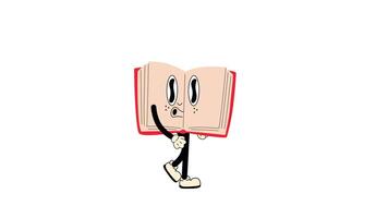Animated Retro Book Mascot. Seamless Loop for Designs and Overlays video