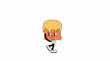 feliz Páscoa groovy bolo. fofa feriado personagem, caminhando dentro uma desatado ciclo animação. transparente fundo para fácil usar dentro desenhos e sobreposições video