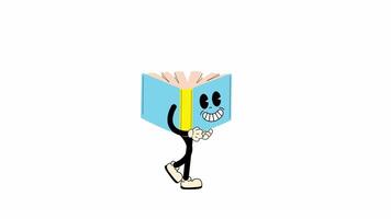 Groovy Retro Cartoon Book Character. Loop Animation video