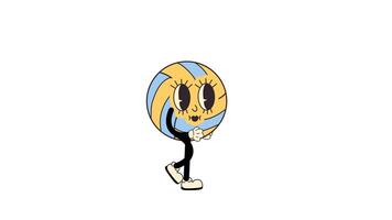 A retro cartoon style baseball character, walking in a seamless loop animation. Transparent background for easy use in designs and overlays video