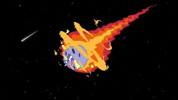 retro cartoon animation of a falling meteor video