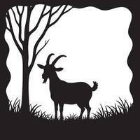 Goat silhouette in the field illustration vector