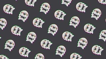 Skull Pattern Background Looping Animated Glitch Effect video