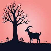Goat silhouette in the forest vector