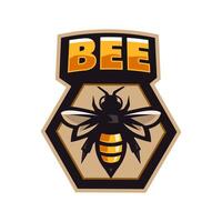 Bee with hexagon professional logo vector