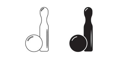 outline silhouette Nine pin bowling icon set vector
