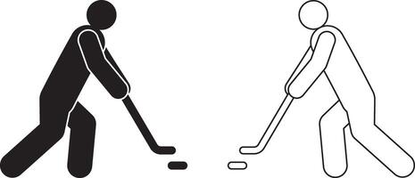 side view hockey player icon set vector
