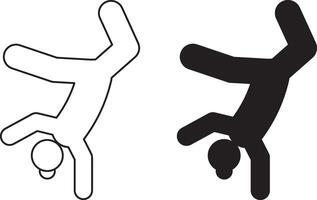 outline silhouette breakdancing icon set vector