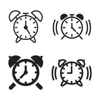 Four Alarm Clock Icons in Different Styles vector