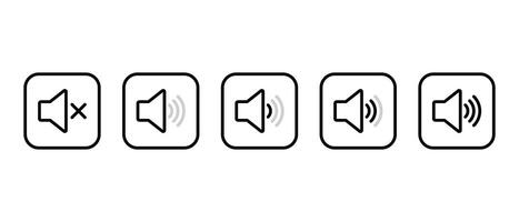 Sound volume level outline icon on square line. Audio speaker sign symbol vector