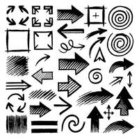 Creative collection of doodle arrows and other basic elements on white background vector