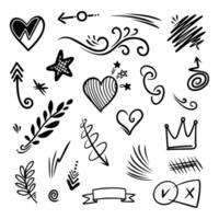 Doodle collection of high-level creative elements combined with white background vector