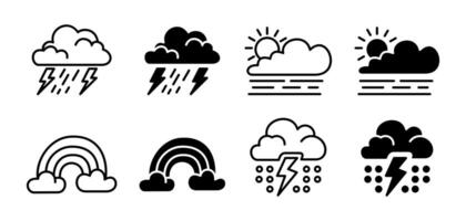 Creative collection of weather doodles isolated on white background vector