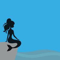 Mermaids sitting on a rock. Mermaid concept background. vector