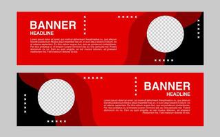 banner design with red and black color for promotion and business. vector