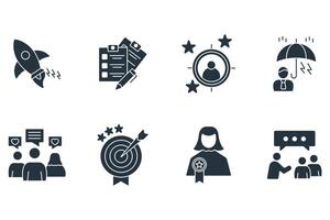 Community Manager icons set flat vector