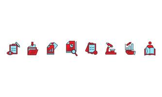 case study icons set isolated on White Background colours vector