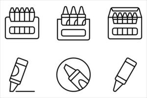 crayon icon set, vector
