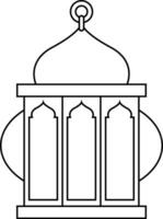 Dome with Rectangle Circle Black Outline Islamic Lantern Element for Ramadan Arabic Hanging Oil Lamp Lights vector