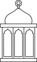 Dome with Rectangle Black Outline Islamic Lantern Element for Ramadan Arabic Hanging Oil Lamp Lights vector