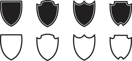 Set of shield icon vintage style. Protect shield security icons. Different Shield Icon Shapes. Protect badge. Black security icon. Protection symbol. Security logo vector