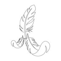 The graceful movement of a bird feather is beautifully represented in single-line art, symbolizing freedom and lightness vector