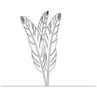 Bird feather single-line art uses minimalism to express the intricate patterns and shapes found in nature, turning a simple feather into a work of art. vector