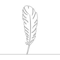 Bird feather single-line art on a white artboard gracefully represents the delicate form of a feather, with a continuous line embodying the essence of flight and freedom. vector
