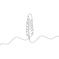 Bird feather single-line art captures the delicate beauty of nature, with a simple, continuous line illustrating the feather's soft curves vector