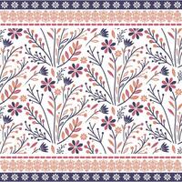 stunning seamless botanical pattern with floral border for digital artwork and fabric vector