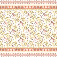 repeat floral pattern with seamless ornamental border for fabric and digital artwork vector