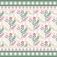seamless botanical pattern with ornamental floral border for textile and digital print vector