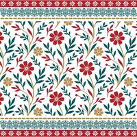 elegant bed sheet texture with floral all over pattern and arabic ornamental border vector