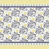 digital textile graphics with ornamental floral pattern and vintage border embroidery vector