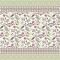 digital fabric print with ornamental floral pattern and seamless border design vector