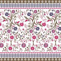 beautiful floral pattern with ethnic border seamless design for fabric and textile print vector