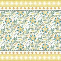 intricate floral all over print design with arabic ornament border for fabric graphics vector