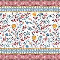 indian painting style floral pattern with intricate ornamental art for bedding and apparel vector