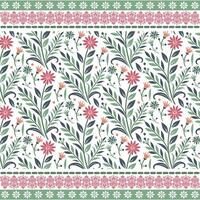 floral all over print design with decorative motif embroidery for textile and bedding vector
