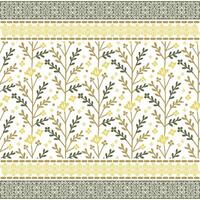 digital fabric print with ornamental floral pattern and geometric ethnic border vector