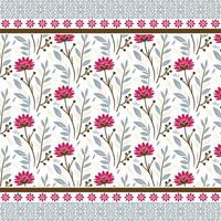 floral all over pattern with intricate embroidery border for digital print on demand vector